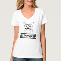 Hip to Snip Kitty Ladies V-Neck Tee