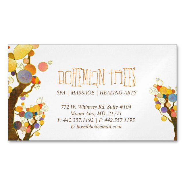 Hip Trees Spa Massage Magnetic Business Cards (Front)