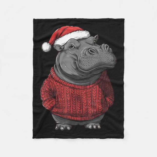 Hip Ugly Sweater Santa Hat Christmas Hiptamus  Fleece Blanket (Front)