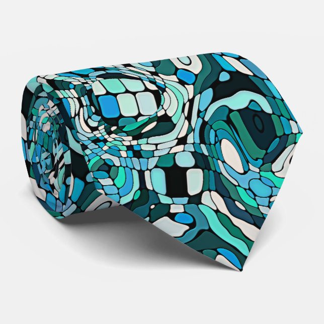 Hip Vintage Midcentury Mosaic Art Pattern Tie (Rolled)