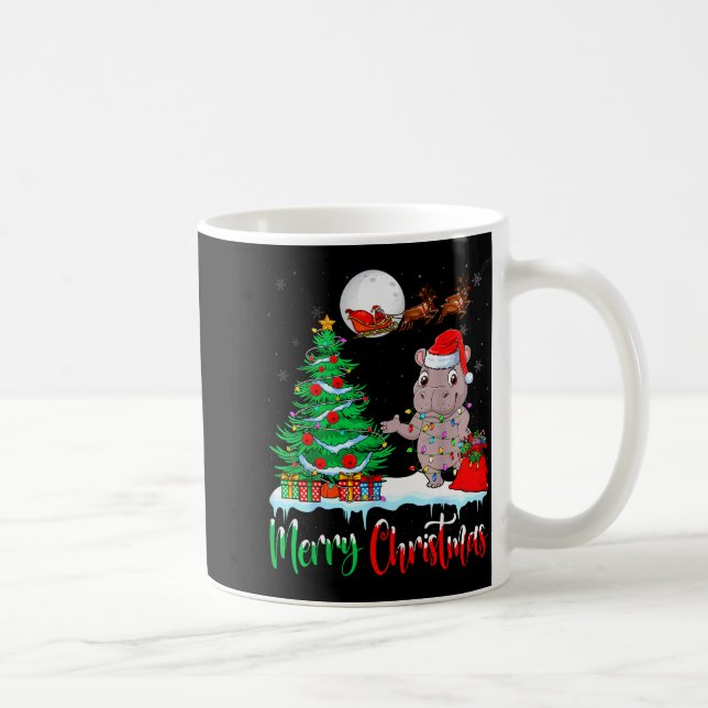 Hip Wearing Santa Hat Xmas Tree Merry Christmas Hi Coffee Mug (Right)