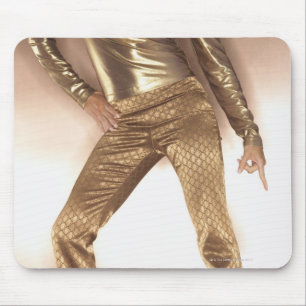 Hip woman in gold disco dancing mouse pad