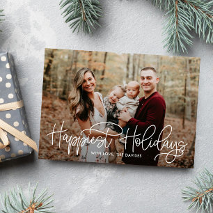 Hip Writing Happiest Holidays Photo Card
