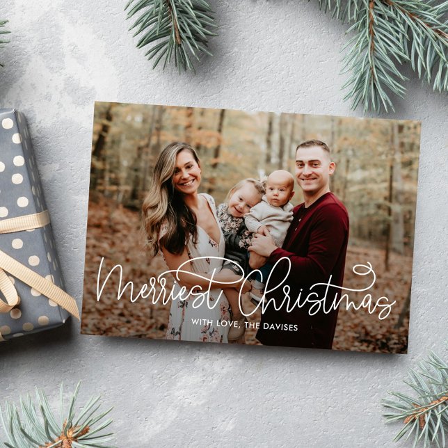 Hip Writing Merriest Christmas Photo Card (Creator Uploaded)