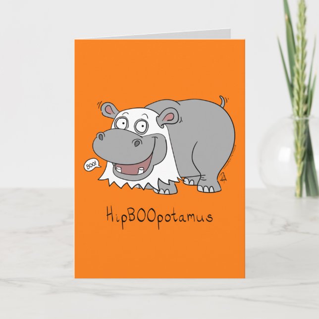 HipBOOpotamus - Halloween Hippo Greeting Card (Front)