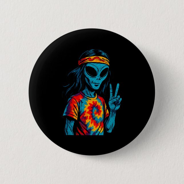 Hipe Alien Tie-dye Design  6 Cm Round Badge (Front)