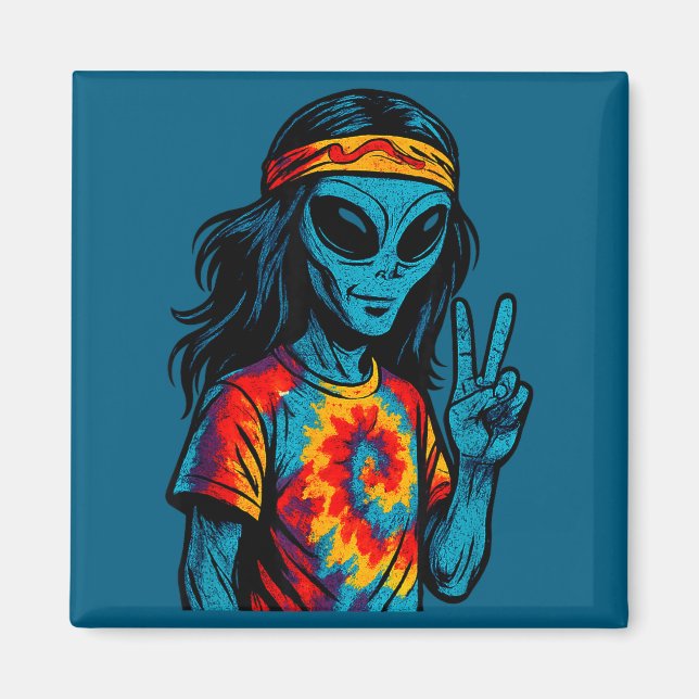 Hipe Alien Tie-dye Design  Magnet (Front)