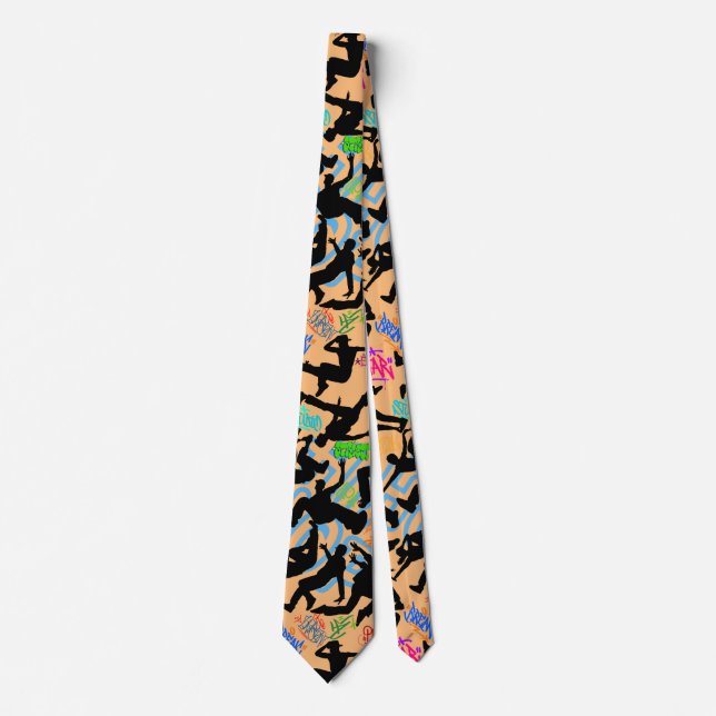 HipHop 50. Dance Pattern. L Orange BG Tie (Front)