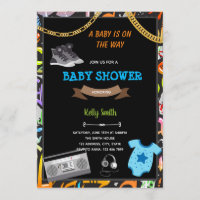 Hiphop baby shower card invitation