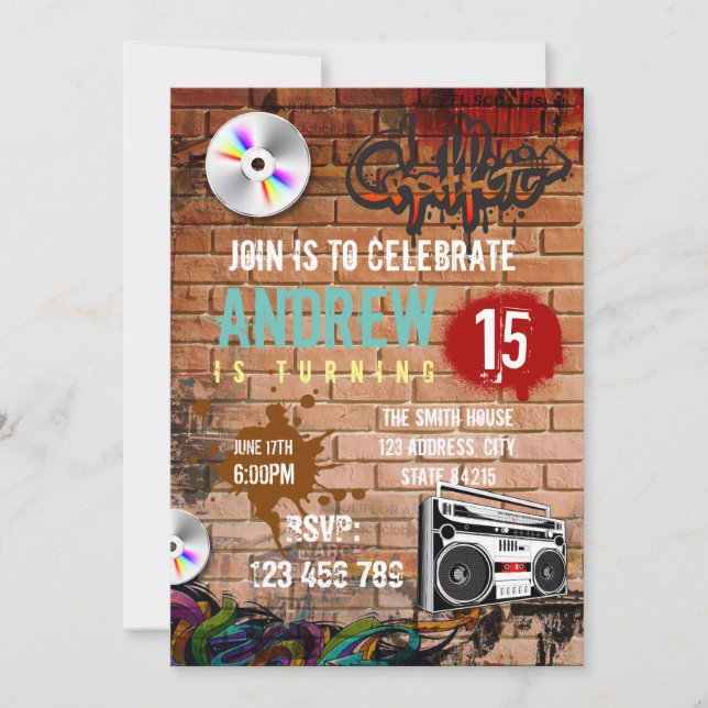 Hiphop birthday party invitation (Front)