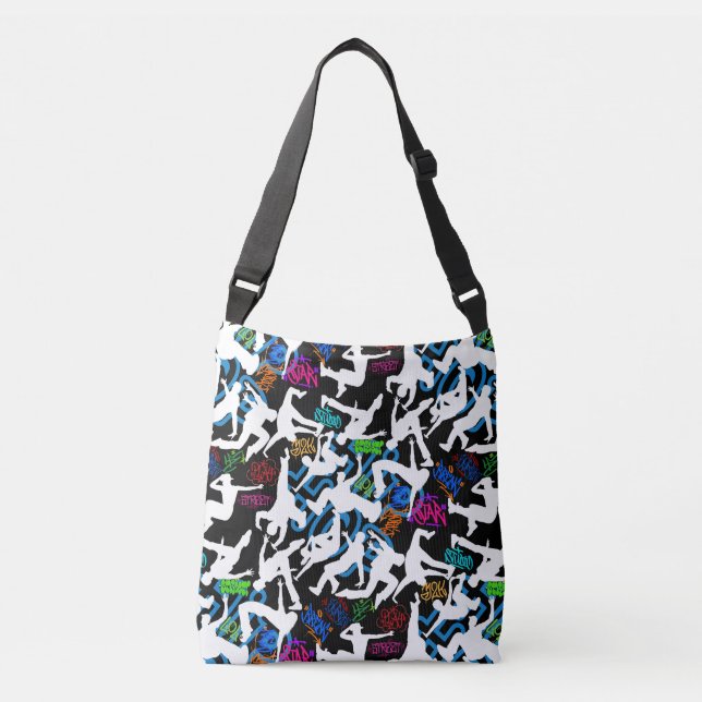 HipHop Dance Pattern.w Black BG Crossbody Bag (Front)