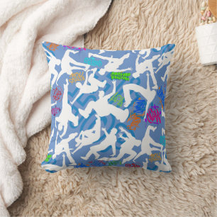HipHop Dance Pattern.w L Blue BG Cushion