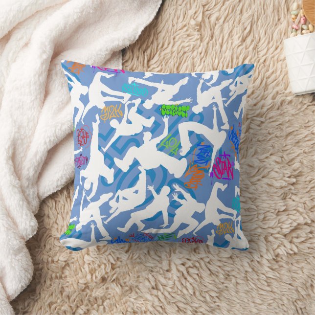 HipHop Dance Pattern.w L Blue BG Cushion (Blanket)