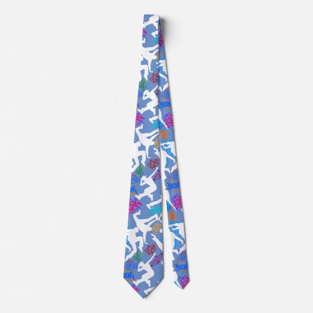 HipHop Dance Pattern.w L Blue BG Tie (Front)