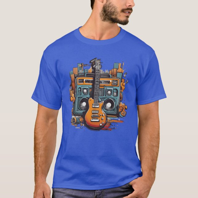 HipHop Guitar Meets Boombo A Bold New Design funny T-Shirt (Front)
