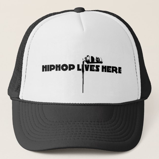 hiphop lives here trucker hat (Front)