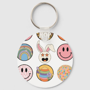 hiphop smiley, retro, vintage key ring