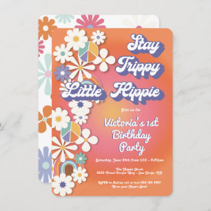 Hippie 1960's 1970's Peace Love & Party Birthday I Invitation