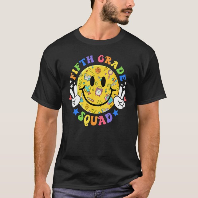 Hippie 5th Fifth Grade Squad For Teacher Kids Back T-Shirt (Front)