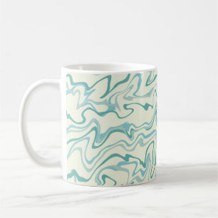 Hippie 70s Blue Marble Liquid Swirl Boho Pattern Coffee Mug