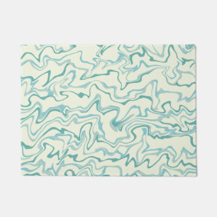 Hippie 70s Blue Marble Liquid Swirl Boho Pattern Doormat