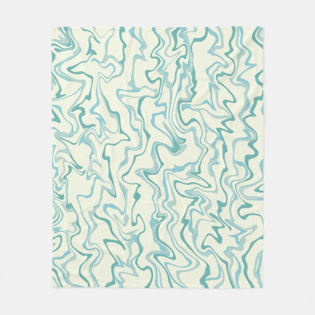 Hippie 70s Blue Marble Liquid Swirl Boho Pattern Fleece Blanket (Front)