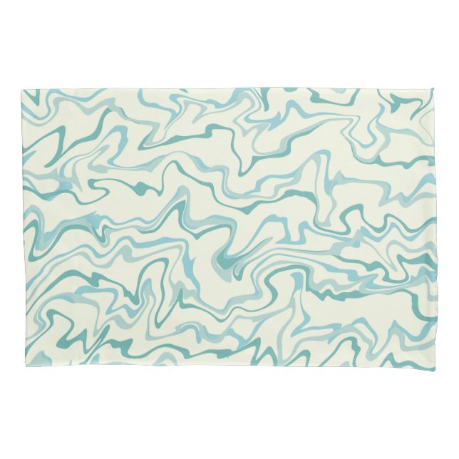 Hippie 70s Blue Marble Liquid Swirl Boho Pattern Pillowcase (Front)