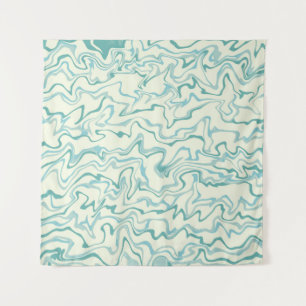 Hippie 70s Blue Marble Liquid Swirl Boho Pattern Tapestry