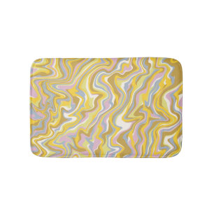 Hippie 70s Green Marble Liquid Swirl Boho Pattern Bath Mat