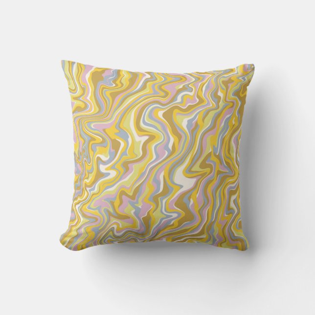 Hippie 70s Green Marble Liquid Swirl Boho Pattern Cushion (Front)