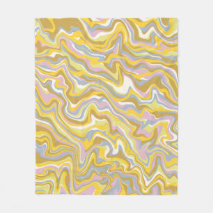 Hippie 70s Green Marble Liquid Swirl Boho Pattern Fleece Blanket