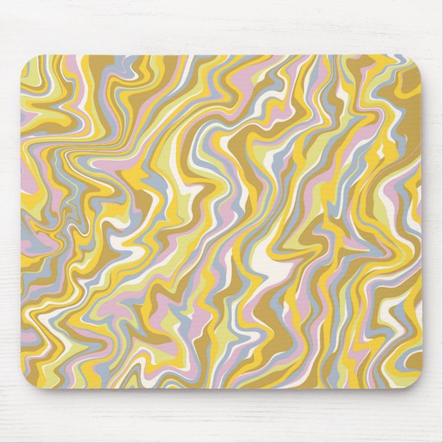 Hippie 70s Green Marble Liquid Swirl Boho Pattern Mouse Pad (Front)