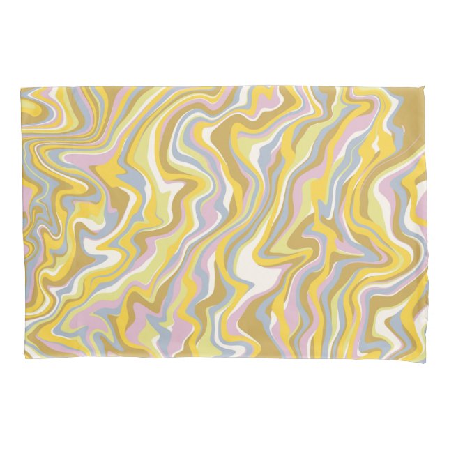 Hippie 70s Green Marble Liquid Swirl Boho Pattern Pillowcase (Front)