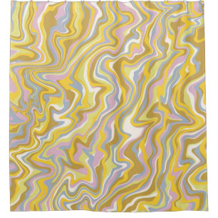 Hippie 70s Green Marble Liquid Swirl Boho Pattern Shower Curtain