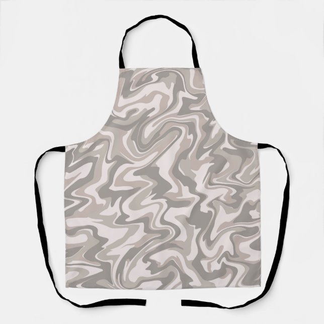 Hippie 70s Grey Marble Liquid Swirl Boho Pattern Apron (Front)