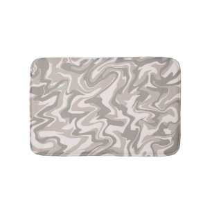 Hippie 70s Grey Marble Liquid Swirl Boho Pattern Bath Mat