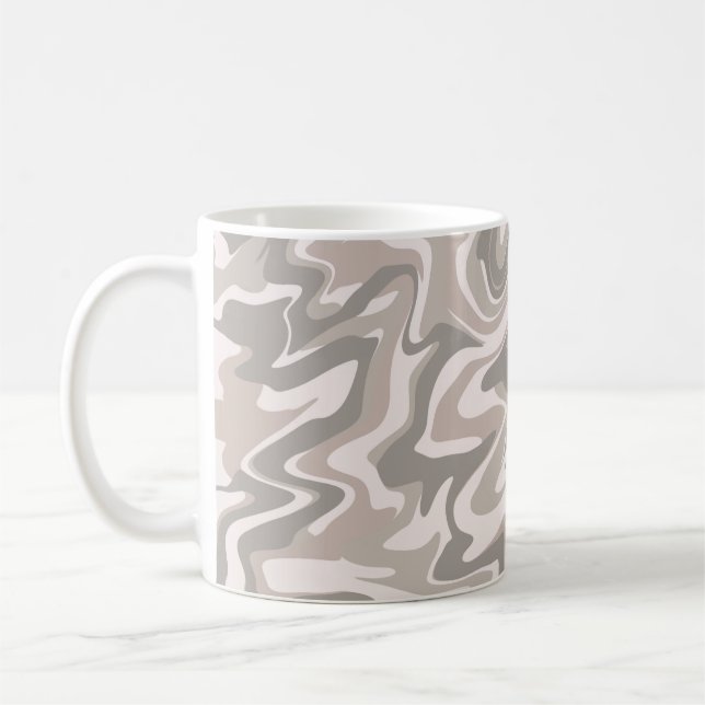 Hippie 70s Grey Marble Liquid Swirl Boho Pattern Coffee Mug (Left)