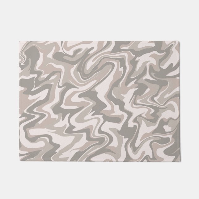 Hippie 70s Grey Marble Liquid Swirl Boho Pattern Doormat (Front)