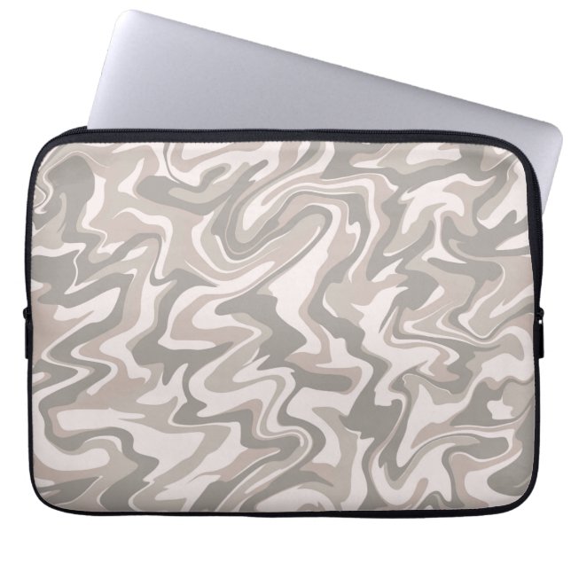 Hippie 70s Grey Marble Liquid Swirl Boho Pattern Laptop Sleeve (Front)