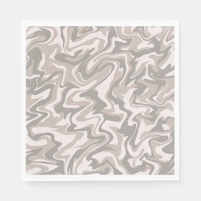 Hippie 70s Grey Marble Liquid Swirl Boho Pattern Napkin (Front)