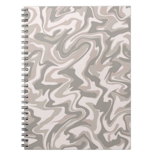 Hippie 70s Grey Marble Liquid Swirl Boho Pattern Notebook