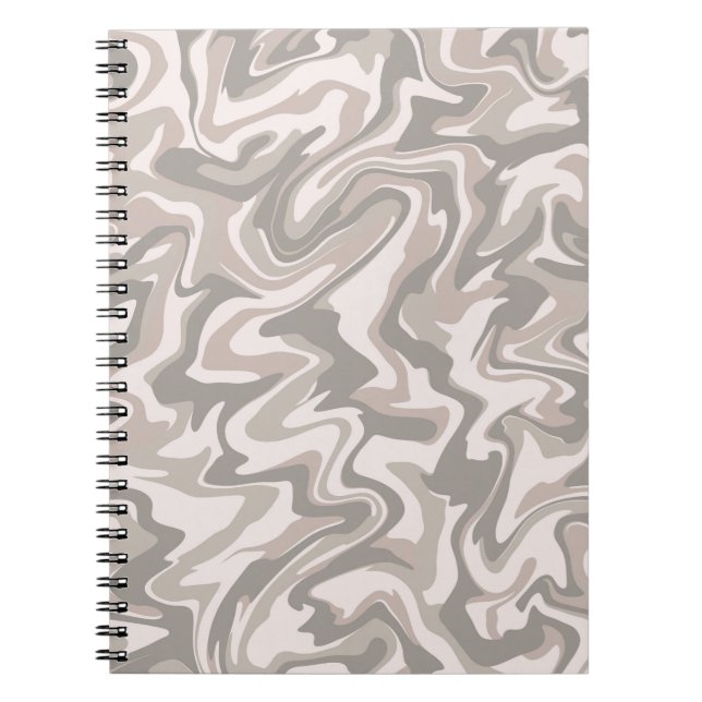 Hippie 70s Grey Marble Liquid Swirl Boho Pattern Notebook (Front)