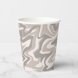 Hippie 70s Grey Marble Liquid Swirl Boho Pattern Paper Cups