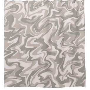 Hippie 70s Grey Marble Liquid Swirl Boho Pattern Shower Curtain