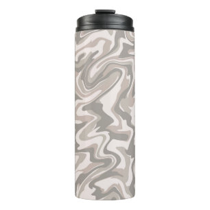 Hippie 70s Grey Marble Liquid Swirl Boho Pattern Thermal Tumbler