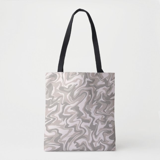 Hippie 70s Grey Marble Liquid Swirl Boho Pattern Tote Bag (Front)