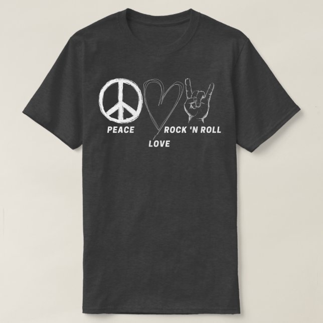 Hippie 70s Peace Love Rock N Roll Cool Band Lover  T-Shirt (Design Front)