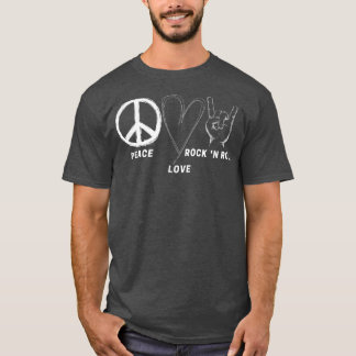 Hippie 70s Peace Love Rock N Roll Cool Band Lover  T-Shirt