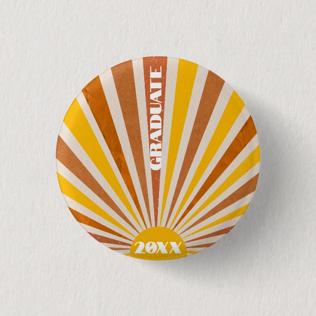 Hippie 70s Retro  Education Graduation Orange Pin  (Front)
