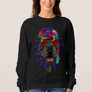Hippie American Pit Bull Terrier Tie Dye Peace Sig Sweatshirt
